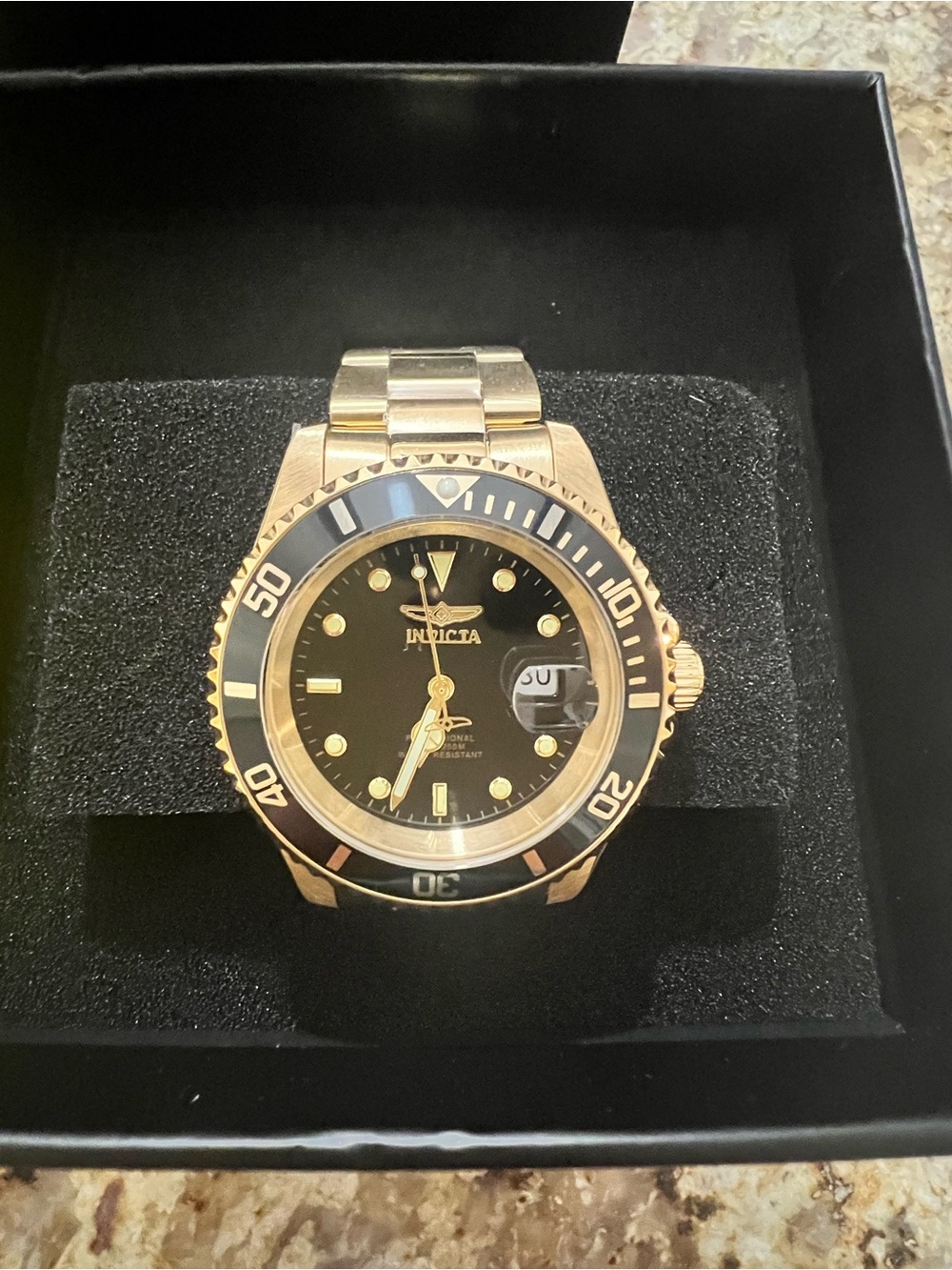 Invicta Gold and Black Men's Diver-Style Bracelet Watch
